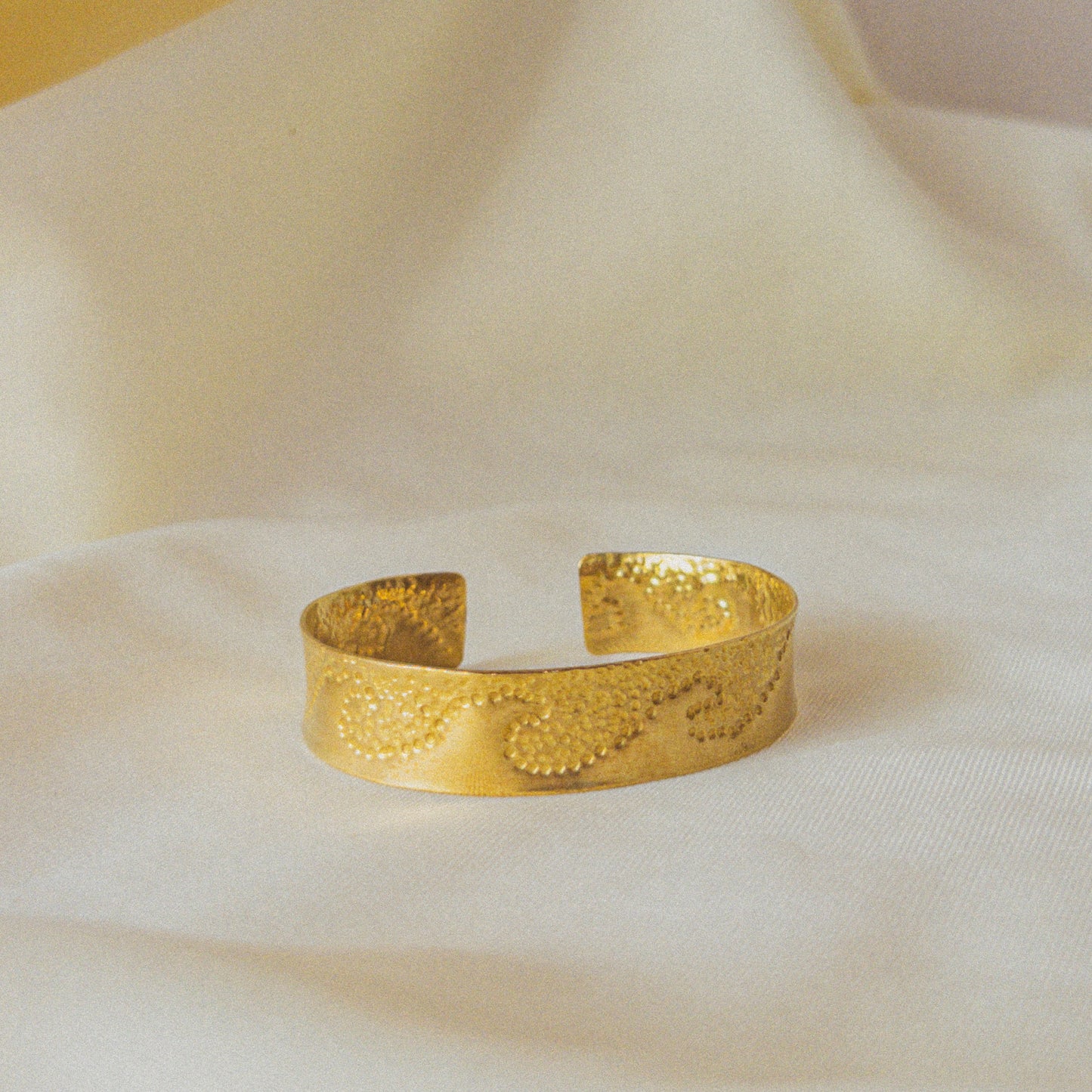 Wave Hand Stamped Brass Cuff