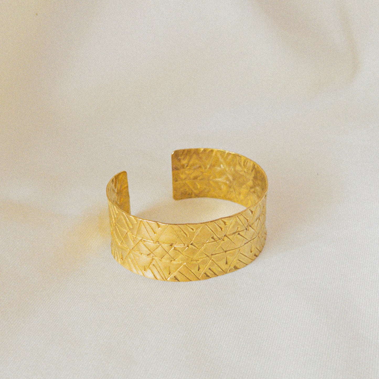 Wide Handstamped Brass Cuff